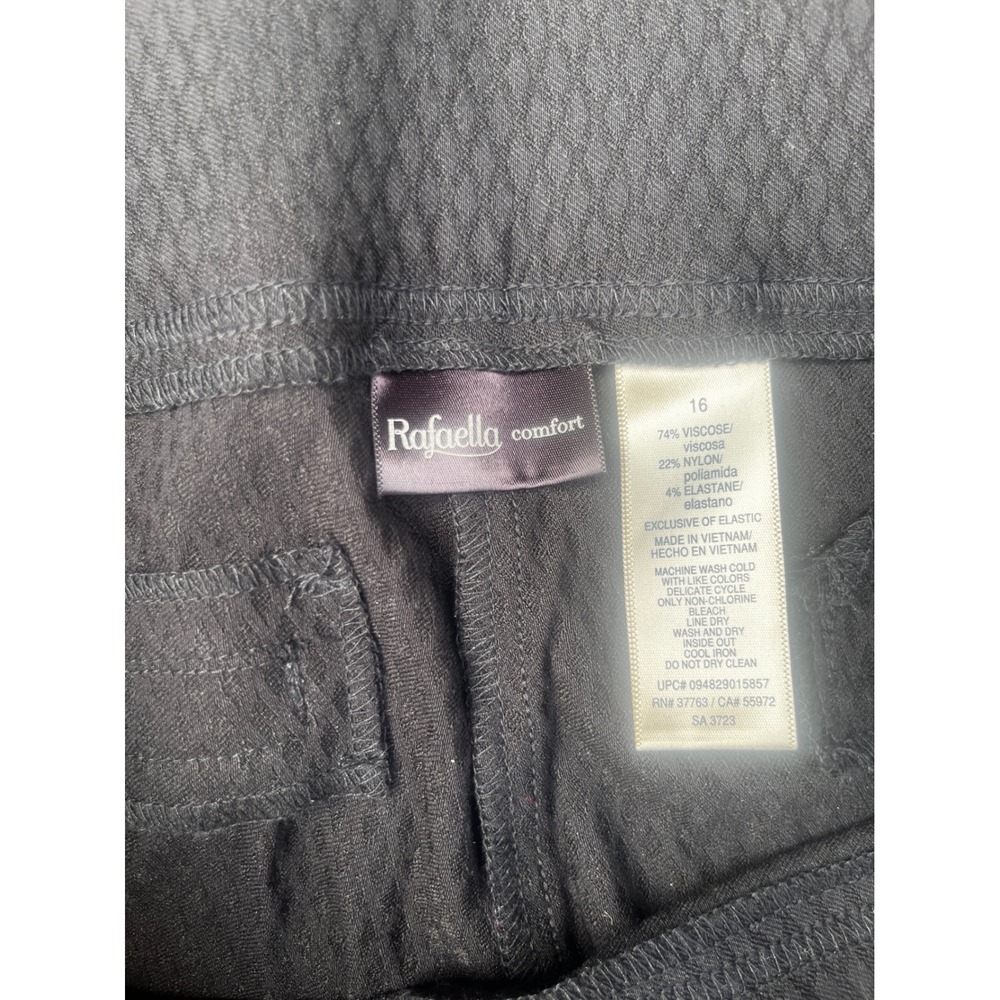 Rafaella Comfort Stretch Slim Leg Pants Black Textured Diamond Weave NWT - Picture 2 of 3
